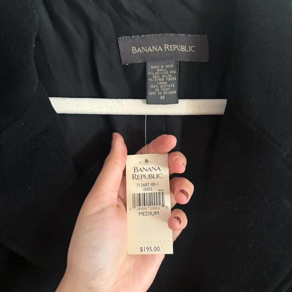 NWT Vintage Banana Republic wool blend coat in black